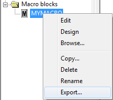 Select command "export"